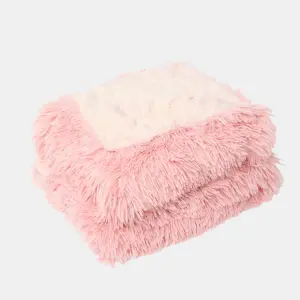 Pet Fleece Throw Fluffy Calming Chair Bed Foldable Travel, Blush - 105 x 90cm