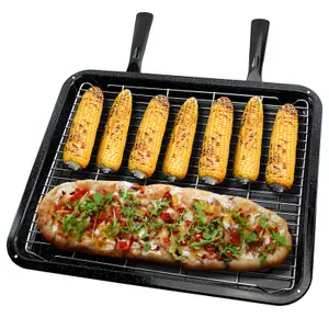 SPARES2GO XXL Extra Large UNIVERSAL Oven Cooker Grill Pan Tray Double Handle 440mm x 370mm