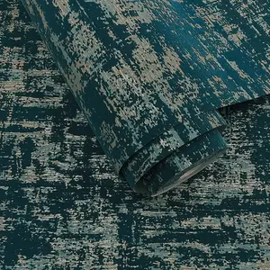 Khalili Wallpaper Brindle Flock Texture Teal Holden 99405