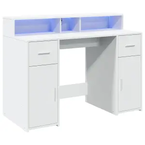 Berkfield Desk with LED Lights White 120x55x91 cm Engineered Wood