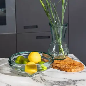 Recycled Glass Kitchen Dining Room Home Décor Footed Glass Bowl - 24.5cm (W)