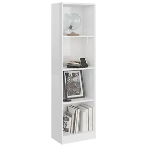 Berkfield 4-Tier Book Cabinet High Gloss White 40x24x142 cm Engineered Wood