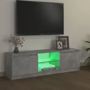 vidaXL TV Cabinet with LED Lights Concrete Grey 120x30x35.5 cm