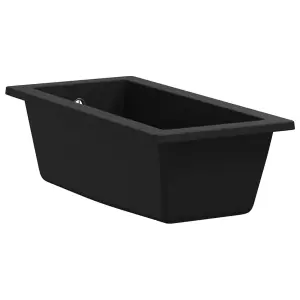 Berkfield Kitchen Sink with Overflow Hole Black Granite