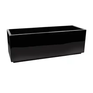 Primrose Fibreglass Trough Weather Proof Outdoor Garden Gloss Planter in Black 90cm