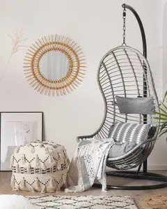 Hanging Chair with Stand PINETO PE Rattan Grey