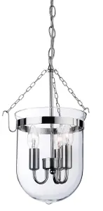 Luminosa Regal 3 Light Lantern Chrome, Clear Glass, E14