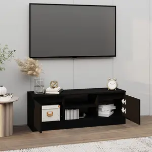 Berkfield TV Cabinet with Door Black 102x30x36 cm