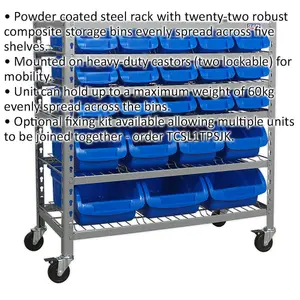 22 Tray Mobile Parts Picking Trolley for Garage and Warehouse Storage Solutions