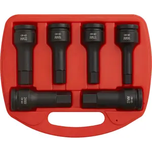 Premium 6 Piece Impact Hex Socket Bit Set with 3/4 Inch Drive in Chromoly Steel