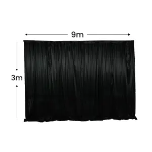 3x9 Metres Ice Silk Backdrop Photography Curtains, Black