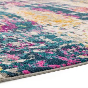 Multi Abstract Funky Modern Easy to clean Rug for Dining Room-200cm X 290cm