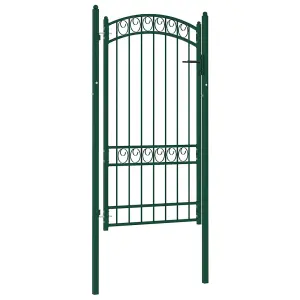 Berkfield Fence Gate with Arched Top Steel 100x175 cm Green