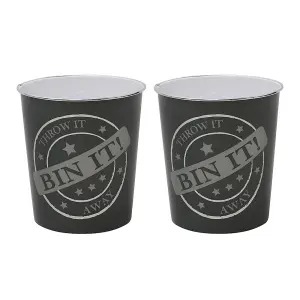 JVL Small Bin It Waste Paper Bins, 24.5cmx26.5cm, Set of 2