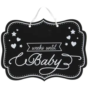 Amscan Weeks Until Baby Shower Chalkboard Sign Black/White (One Size)