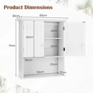 Costway Bathroom Storage Cabinet Wall Mounted Vanity Storage Cupboard w/ Adjustable Shelf