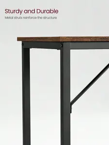 VASAGLE Computer Desk, Writing Desk, Small Office Table, Simple Assembly, Steel, Industrial Design, Rustic Brown And Black