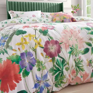 Anhthu Cotton Floral Duvet Cover Set with Pillowcases Pink / King Duvet Cover + 2 Standard Pillowcases