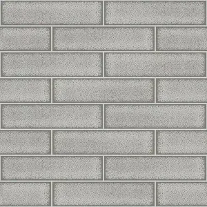 Holden Decor Celadon Gloss Tile Grey Wallpaper