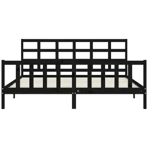 Berkfield Bed Frame with Headboard Black 200x200 cm Solid Wood