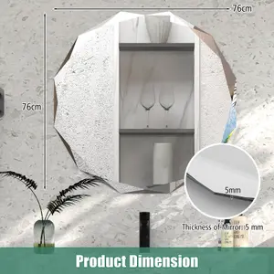 Costway Wall-mounted Bathroom Vanity Mirror Frameless Premium Silver Polished Mirror