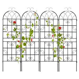 COSTWAY 4 Pack Metal Garden Fence Decorative Outdoor Trellis 180 cm x 50 cm