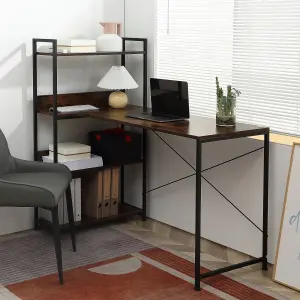 HOMCOM Industrial Computer Desk with Storage Shelf Metal Frame for Home Office