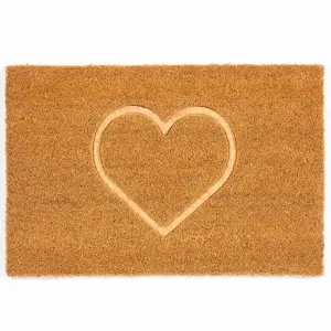 Astley Embossed PVC Backed Coir 40x60cm Pressed Heart Doormat