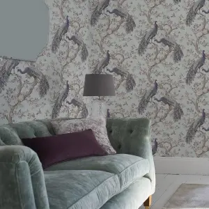 Laura Ashley Belvedere Duck egg Peacock Smooth Wallpaper