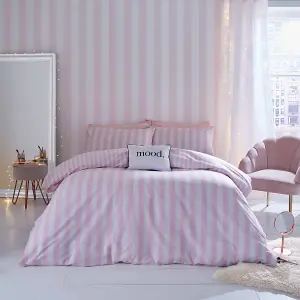 Sassy B Pink Stripe Mica effect Embossed Wallpaper