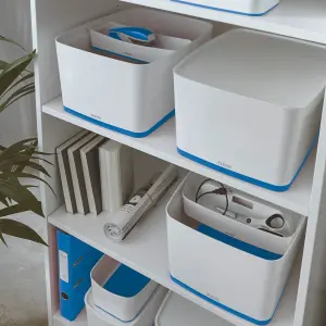 Leitz MyBox Wow White Blue 4-Pack Large Storage Box with Lid 18 Litre