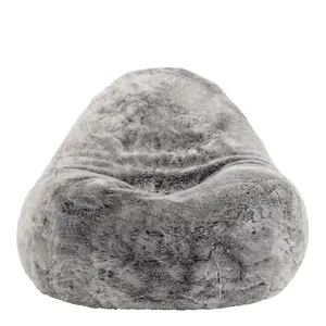 icon Kenai Faux Fur Bean Bag Lounger Arctic Wolf Grey Giant Bean Bag Chair