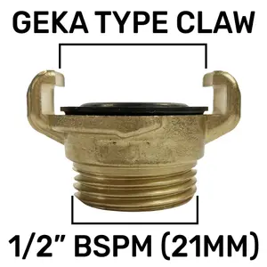 Professional Geka type brass claw hose connectors/fittings, (1/2" bsp male)