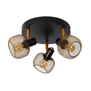 Lucide Maren Retro Ceiling Spotlight 37cm - 3xE14 - Matt Gold, Brass