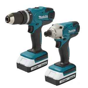 Makita 18v Cordless Li-ion Combi Hammer Drill Impact Driver Twin Pack & Bit Set