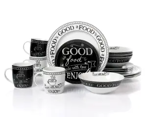 16pc Good Food Made With Love Dinner Set