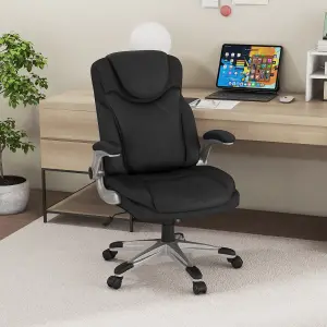 Costway Executive Office Chair PU Leather Computer Desk Ergonomic Chair W/ Rock Function