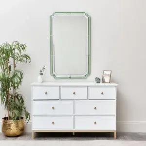 Melody Maison Rectangle Green Glass Art Deco Wall Mirror 60cm x 100cm