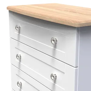 Sussex Ready assembled White & oak 4 Drawer Chest (H)882mm (W)765mm (D)415mm