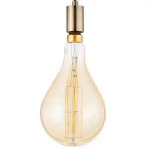 Litecraft Anton Antique Brass Ceiling Pendant Light with Oversided Bulb