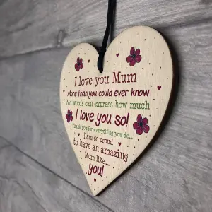 Red Ocean Handmade Mum Gifts From Daughter Or Son Wooden Heart Keepsake Gift For Her