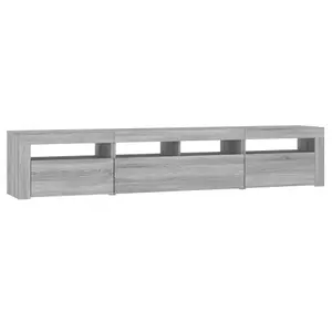 Berkfield TV Cabinet with LED Lights Grey Sonoma 210x35x40 cm