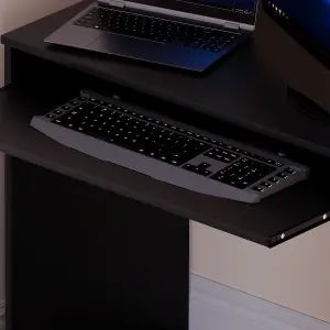 Vida Designs Huby Black Computer Desk Workstation with Keyboard Tray