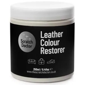 Scratch Doctor Leather Colour Restorer, Recolouring Balm for faded and worn leather 250ml Ivory