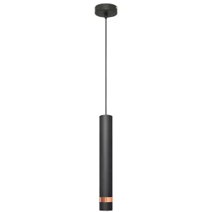 Luminosa Tuba Slim Pendant Ceiling Light Black, Rose Gold 10cm