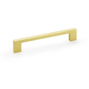 Slim Square Bar Pull Handle - Satin Brass - 160mm Centres SOLID BRASS Drawer