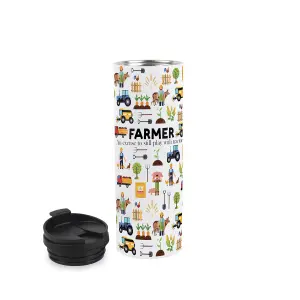 Farmer Travel Mug - Novelty Trades Gift Stainless Steel Vacuum-Sealed Double-Walled Hot/Cold Drinks Travel Flask