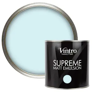 Vintro Luxury Matt Emulsion Pale Blue, Multi Surface Paint for Walls, Ceilings, Wood, Metal - 2.5L (Moonstone)