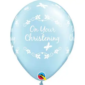 Qualatex 11 Inch Latex Butterflies Christening Balloons (Pack Of 6) Blue (One Size)