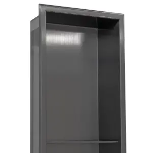 Thermopanel 304 Stainless Steel Recess Shower Niche Shelved - Noir Black (204x915x103mm)